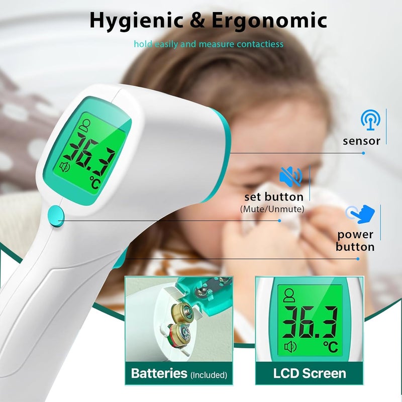 P PANACARE Non Contact Forehead Thermometer for Adults and Kids, Digital No-Touch Infrared Thermometer Temperature Gun for Baby ，3 Color Fever Alarm Accurate Reading 1s Fast Accurate Reading - Image 3